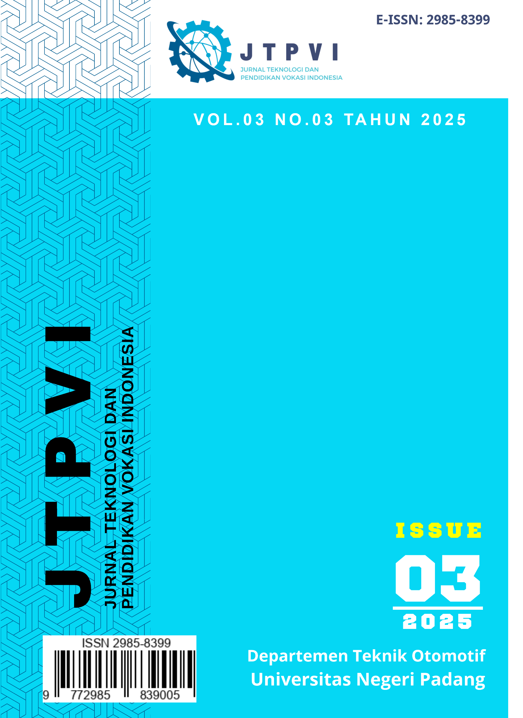 					View Vol. 3 No. 3 (2025): JTPVI: Jurnal Teknologi dan Pendidikan Vokasi Indonesia
				