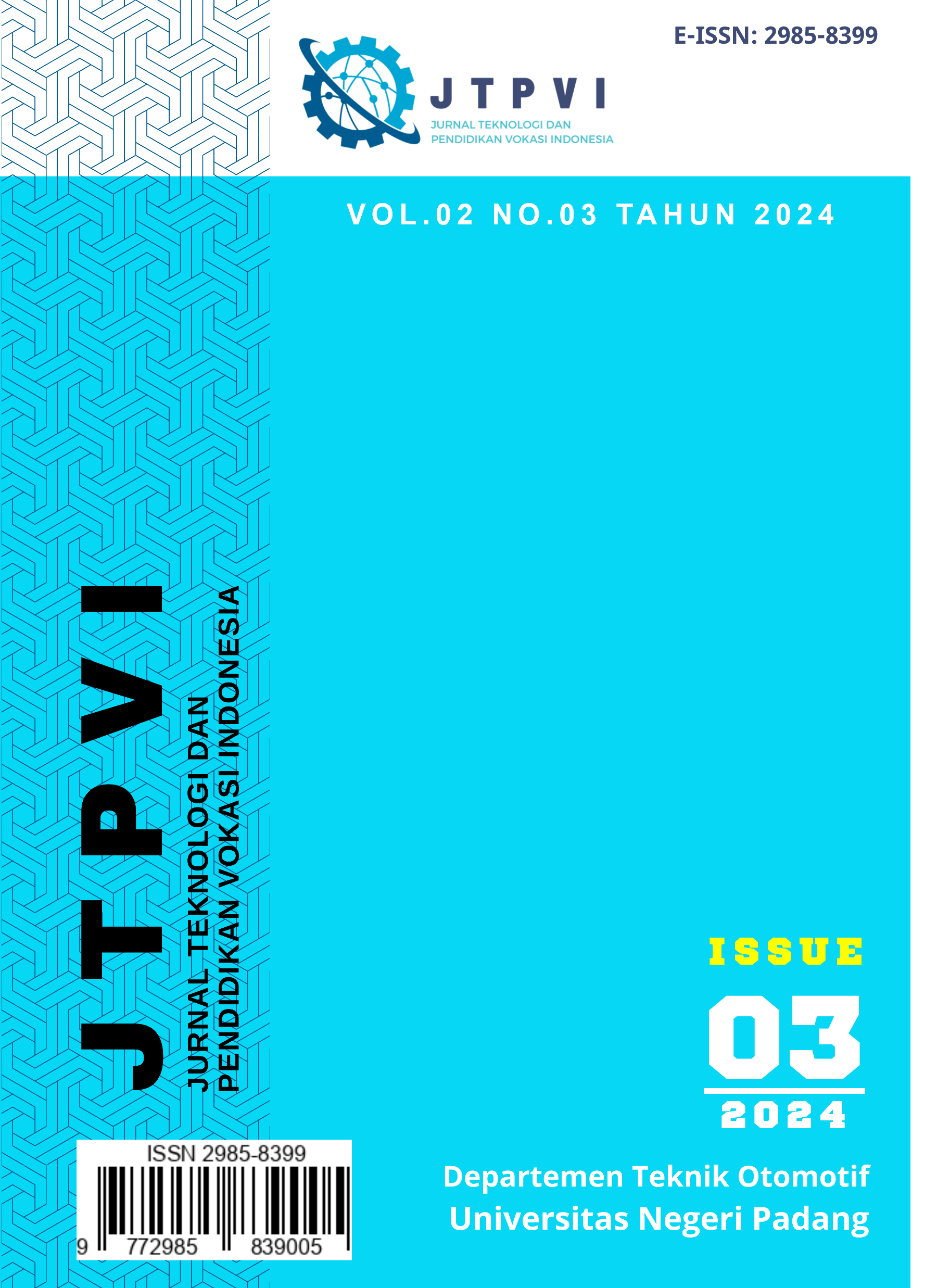 					View Vol. 2 No. 3 (2024): JTPVI: Jurnal Teknologi dan Pendidikan Vokasi Indonesia
				